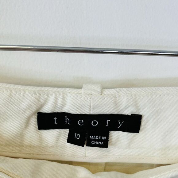 Theory Marsienna White Cotton Blend Tapered Trouser Pants - Picture 5 of 8